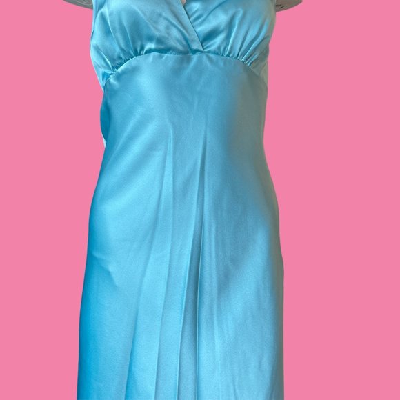 New Lynn Lugo 100% Silk women's Cocktail Dress size 2 Turquoise Made in USA - Picture 5 of 7
